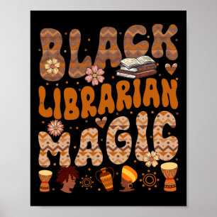 Black Costume Librarian Proud Job Floral Afro Blac Poster
