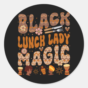 Black Costume Lunch Lady Proud Job Floral Afro Bla Classic Round Sticker