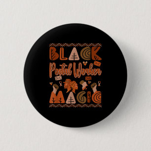 Black Costume Postal Worker Proud Afro Black Histo 6 Cm Round Badge