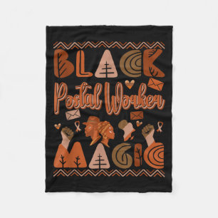 Black Costume Postal Worker Proud Afro Black Histo Fleece Blanket