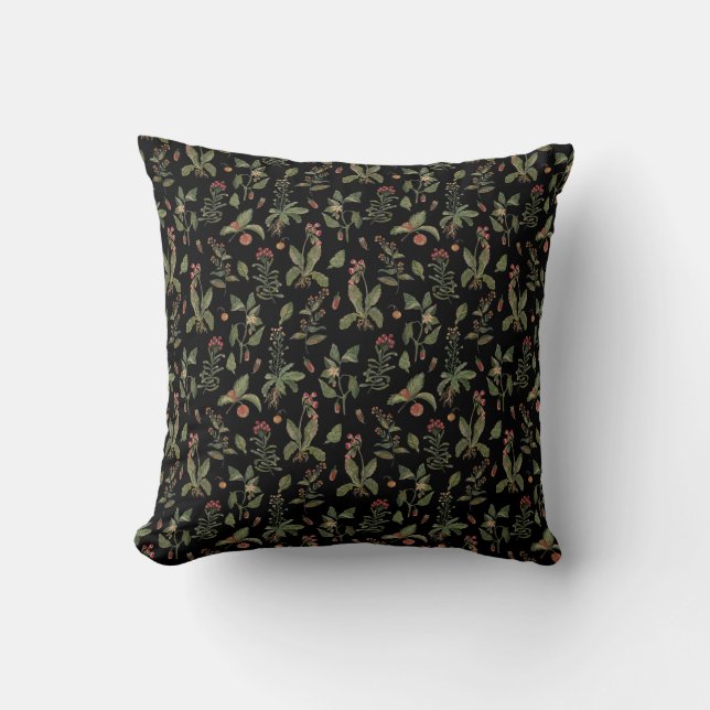 Black Cottagecore Herb  Cushion (Front)