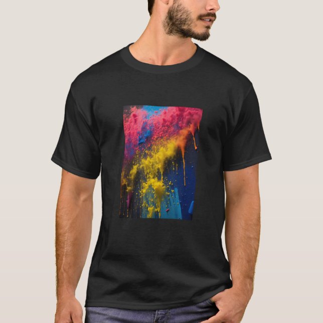 black cotton printed t shirt (Front)