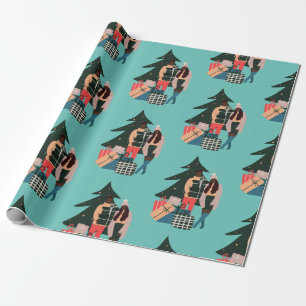 Black Couple First Christmas  Wrapping Paper