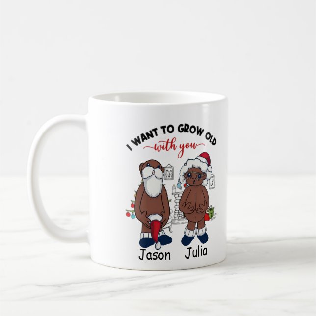 Black couple I want to grow old with you Coffee Mug (Left)