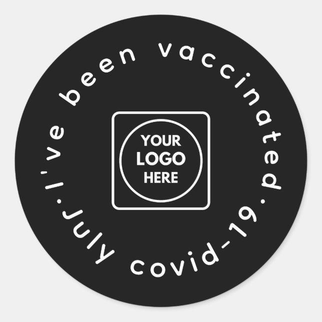 Black Covid-19 Sticker | Custom Business logo (Front)