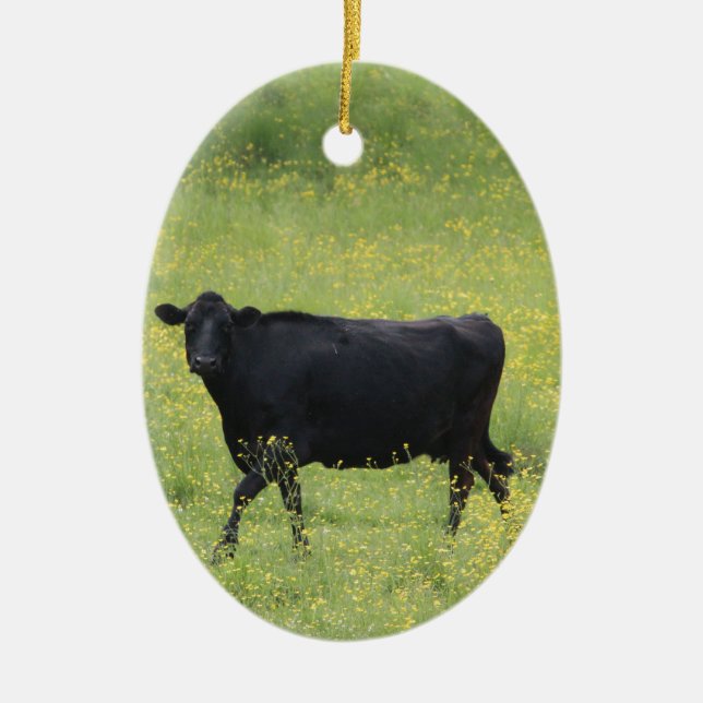 Black cow ceramic ornament (Front)