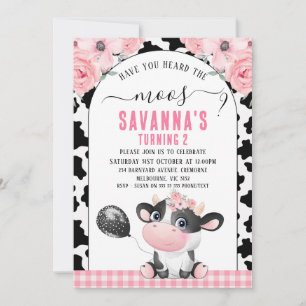 Black Cow Print Have You Heard The Moos Birthday Invitation