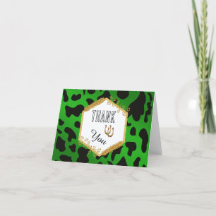 Black Cow Spots & Lucky Shoehorse Green Thank you Card