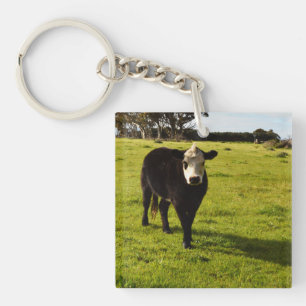 Black Cow With White Face And Mohawk, Key Ring