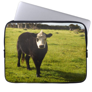 Black Cow With White Face, Laptop Sleeve