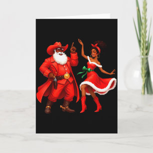 Black Cowboy And Santa Cowgirl Christmas Western X Card