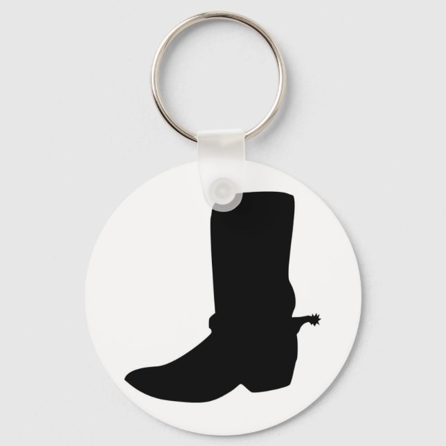 Black Cowboy Boot with Spurs Key Ring (Front)
