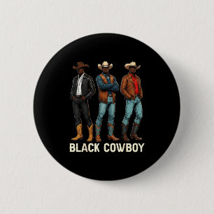 Black Cowboy Western Rodeo African Melanin Boy Men 6 Cm Round Badge