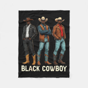 Black Cowboy Western Rodeo African Melanin Boy Men Fleece Blanket