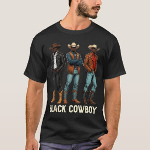 Black Cowboy Western Rodeo African Melanin Boy Men T-Shirt