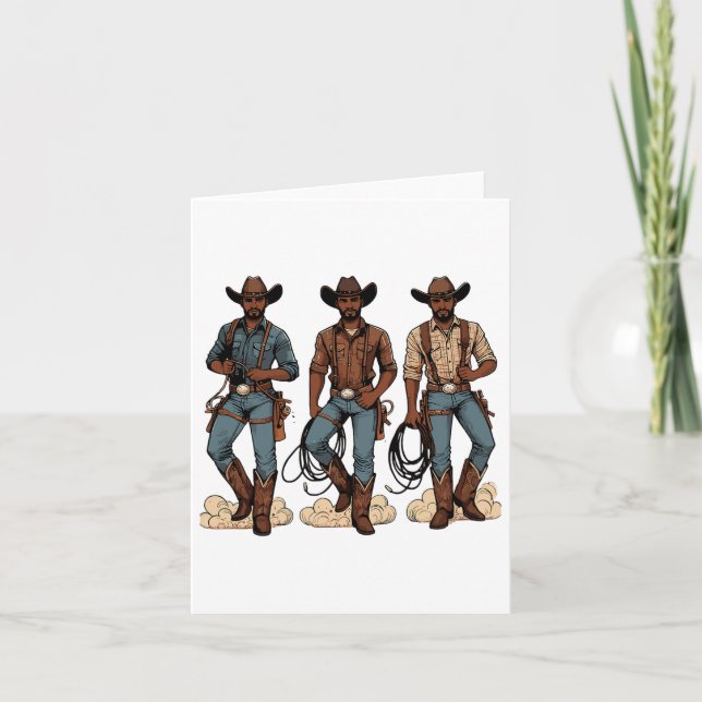 Black Cowboy Western Rodeo Melanin Black History T Card (Front)