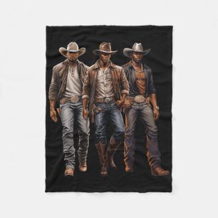 Black Cowboy Western Rodeo Melanin Black History T Fleece Blanket
