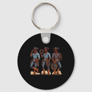 Black Cowboy Western Rodeo Melanin Black History T Key Ring