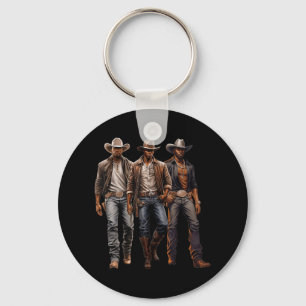 Black Cowboy Western Rodeo Melanin Black History T Key Ring