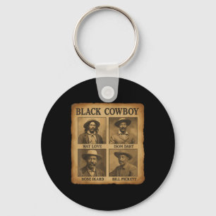 Black Cowboy Western Rodeo Melanin Black History T Key Ring