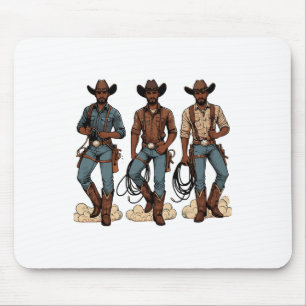 Black Cowboy Western Rodeo Melanin Black History T Mouse Pad