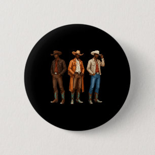 Black Cowboy Western Rodeo Melanin Heritage Texas 6 Cm Round Badge