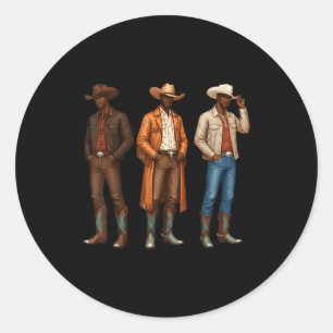 Black Cowboy Western Rodeo Melanin Heritage Texas  Classic Round Sticker