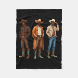 Black Cowboy Western Rodeo Melanin Heritage Texas  Fleece Blanket