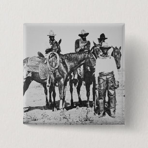Black Cowboys at Bonham, Texas, c.1890 (b/w photo) 15 Cm Square Badge
