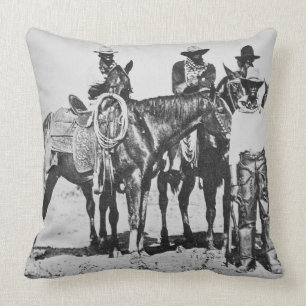 Black Cowboys at Bonham, Texas, c.1890 (b/w photo) Cushion