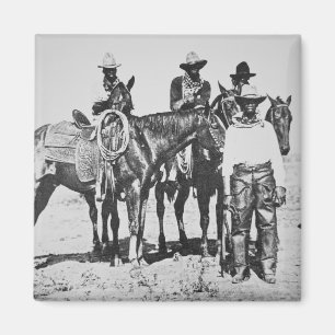 Black Cowboys at Bonham, Texas, c.1890 (b/w photo) Magnet