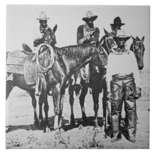 Black Cowboys at Bonham, Texas, c.1890 (b/w photo) Tile