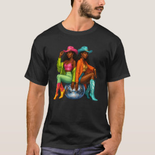 Black Cowgirl Disco Glam Western Rodeo Melanin Cou T-Shirt