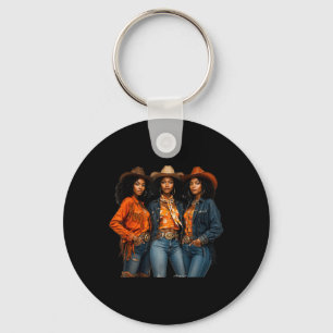 Black Cowgirl Melanin African American Western Rod Key Ring
