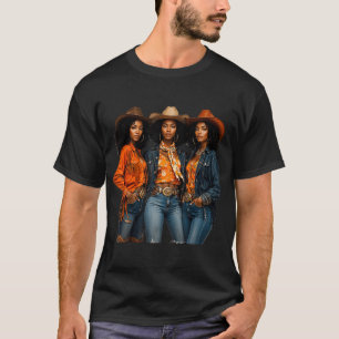 Black Cowgirl Melanin African American Western Rod T-Shirt