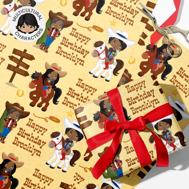Black Cowgirl Personalised Wrapping Paper (Creator Uploaded)