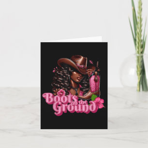 Black Cowgirl Pink Boots On The Ground  Card