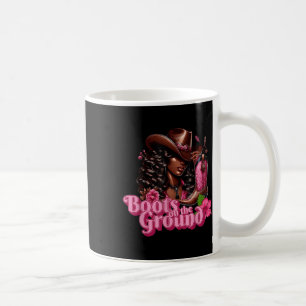 Black Cowgirl Pink Boots On The Ground  Coffee Mug