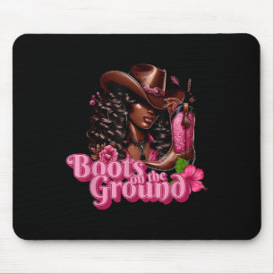 Black Cowgirl Pink Boots On The Ground Mouse Pad