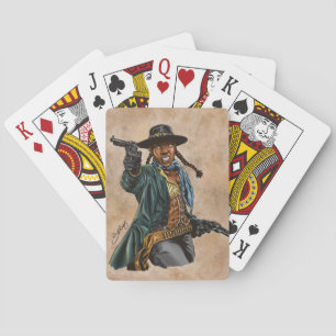 Black cowgirl playing cards
