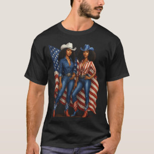 Black Cowgirl Pride Patriotic African American Wes T-Shirt