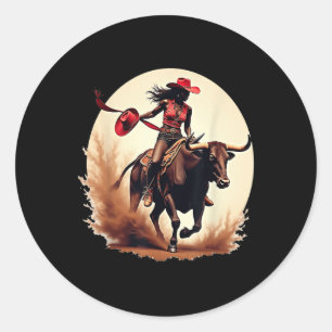 Black Cowgirl Texas Western Rodeo Melanin Black Hi Classic Round Sticker