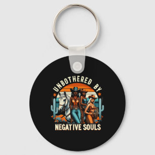 Black Cowgirl Unbothered By Negative Souls Black H Key Ring