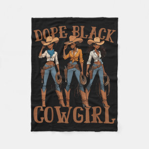 Black Cowgirl Western Country Rodeo Melanin Black Fleece Blanket