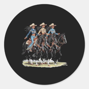Black Cowgirl Western Melanin Rodeo African Histor Classic Round Sticker
