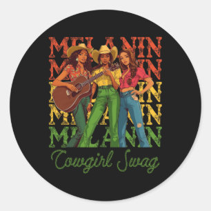 Black Cowgirl Western Rodeo Black History Juneteen Classic Round Sticker