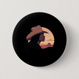Black Cowgirl Western Rodeo Melanin Black History  6 Cm Round Badge
