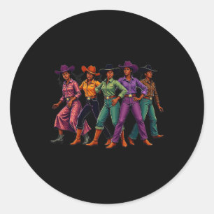 Black Cowgirl Western Rodeo Melanin Black History Classic Round Sticker