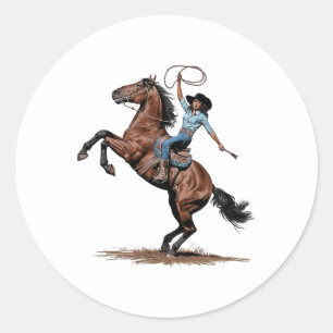 Black Cowgirl Western Rodeo Melanin Black History  Classic Round Sticker