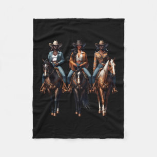 Black Cowgirl Western Rodeo Melanin Black History Fleece Blanket